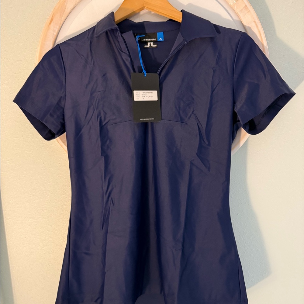 J.Lindeberg Women's Dark Blue Button Down Shirt